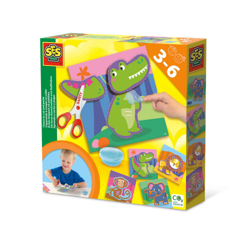 Produse art & craft-Lucru manual - Set creativ - Invat sa decupez si sa lipesc, animale,3-6 ani