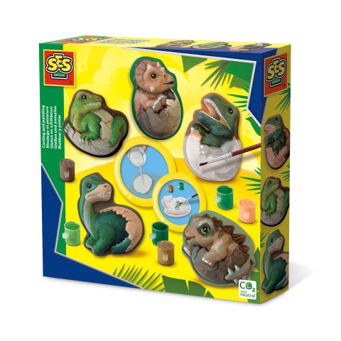 Produse art & craft-Lucru manual - Kit creativ pentru copii mulaj si pictura - Dinozauri pui in oua
