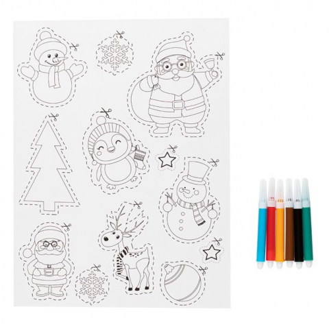 Seturi creative pentru copii - Set creativ pentru colorat cu suprafata magentica,figurine Craciun cu carioci incluse