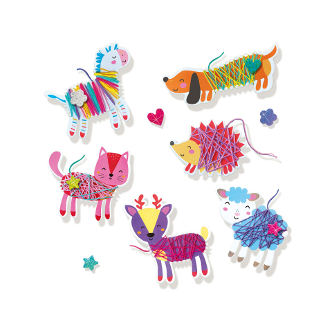Set creativ pentru copii cu accesorii incluse - Imbraca animale cu ata,3-6 ani [3]