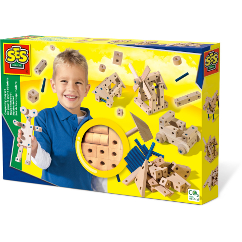 Produse art & craft-Lucru manual - Set creativ de constructie din lemn - Set tamplarie
