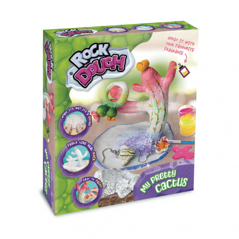 Produse art & craft-Lucru manual - Set creativ DIY Strigo -Suport bijuterii Cactus din ciment cu accesorii inlcuse,+7 ani
