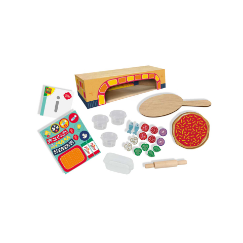 Set cuptor cu pizza de jucărie pentru copii, din lemn, cu ingrediente și accesorii pentru joc de rol [1]