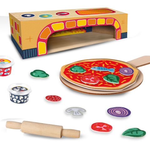 Set cuptor cu pizza de jucărie pentru copii, din lemn, cu ingrediente și accesorii pentru joc de rol [2]