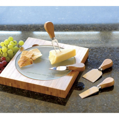 Set de 4 cutite pentru branza cu maner din lemn, inox [3]