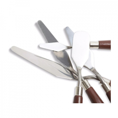 Set de 5 spatule pentru pictura material lemn si inox, dimensiuni de la 16.5 cm pana la 22.5 cm [8]