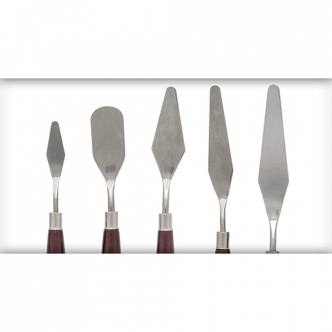 Set de 5 spatule pentru pictura material lemn si inox, dimensiuni de la 16.5 cm pana la 22.5 cm [13]