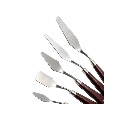 Set de 5 spatule pentru pictura material lemn si inox, dimensiuni de la 16.5 cm pana la 22.5 cm [9]