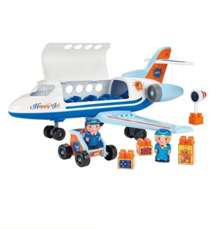 Seturi  de constructie - Set de constructie Avion cu cuburi si figurine