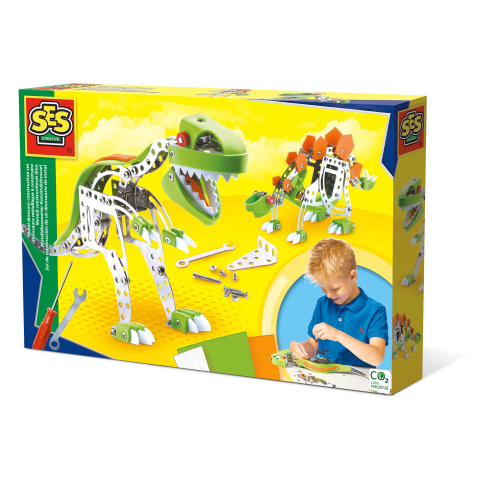 Seturi  de constructie - Set construcție copii dinozauri metalici T-Rex și Stegosaurus