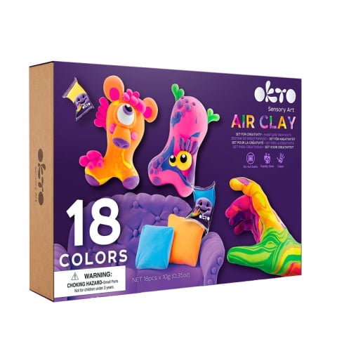 Produse art & craft-Lucru manual - Set de Creatie Air Clay, Okto, 18 culori