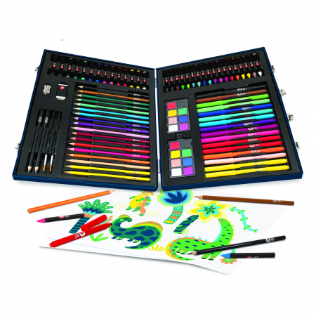 Set de Desen Deluxe cu 100 Accesorii Dinozaur  [1]