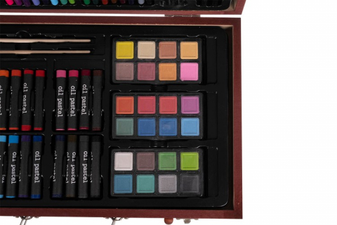 Set de desen si pictura pentru copii cu 143 piese in cutie de lemn tip servieta [13]
