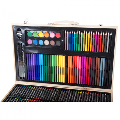 Set de desen si pictura pentru copii cu 180 piese in cutie de lemn tip servieta,47x29x4.5 cm [5]