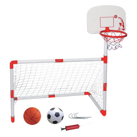 Jucării exterior pentru copii - Poarta de fotbal cu cos de baschet 95x46x145 cm