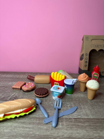 Set de joaca cu alimente in punga de hartie,15 piese,plastic [1]