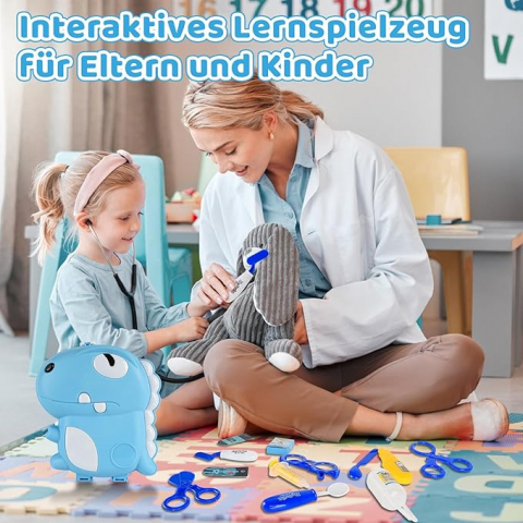 Set de joaca gentuta dinozaur cu accesorii doctor,albastru,plastic, 3-6 ani [3]