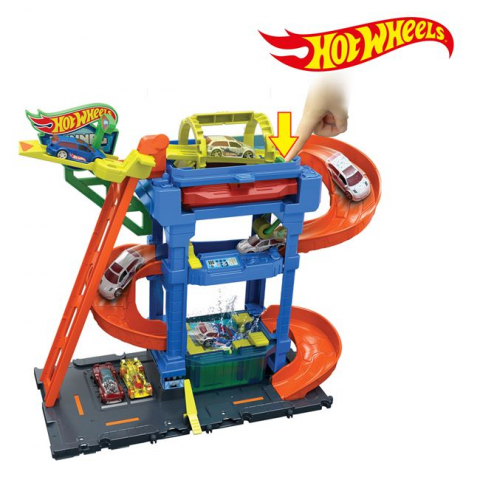 Masinute si vehicule cu telecomanda - Set de joaca Hot Wheels Spalatorie Auto, +3 ani