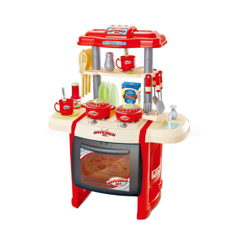 SET DE JOACA MALPLAY BUCATARIE PENTRU COPII CU ACCESORII SI CUPTOR ROSU 65 CM [1]