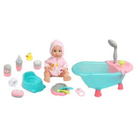 Papusi & accesorii - Set de joaca Papusa Bebelus cu cadita si accesorii incluse