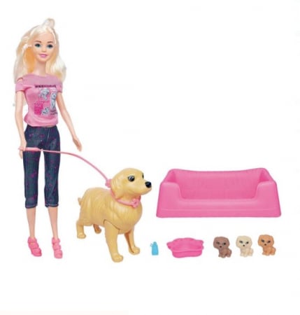 Jocuri si articole copii - Set de joaca Papusa Betty cu catelusi