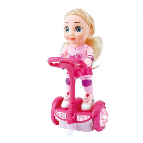 Papusi & accesorii - Set de joaca Papusa plimbareata cu hoverboard,sunet si lumini,24 cm