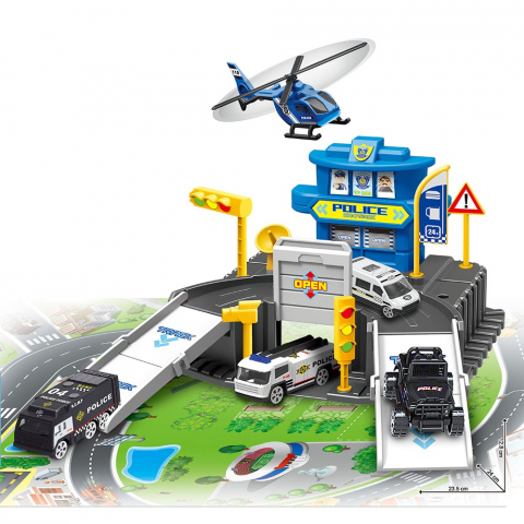 Set de joaca parcare Politie cu plansa traseu din plastic inclusa,+3 ani [1]