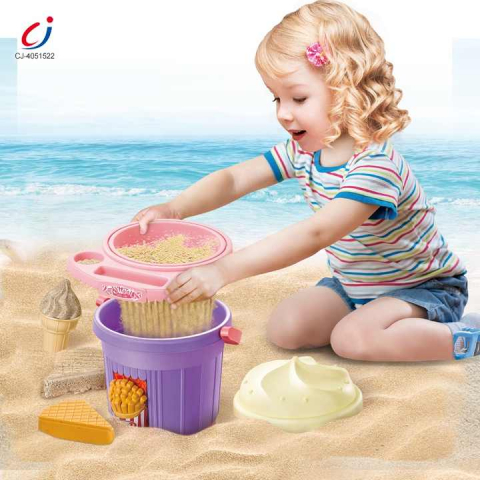 Set de joaca pentru nisip galetusa cu tematica inghetata cu 7 ustensile incluse,mov,plastic,+3 ani [3]