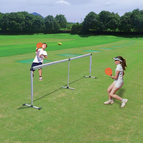Jucării exterior pentru copii - Set de joaca-Rachete de tenis cu plasa inclusa,minge  si 4 tarusi,305x60 cm