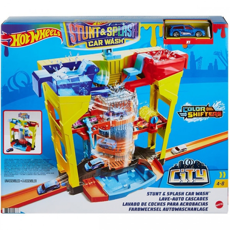 Masinute si vehicule cu telecomanda - Set de joacă Stunt Splash, spălătorie auto-Hot Wheels