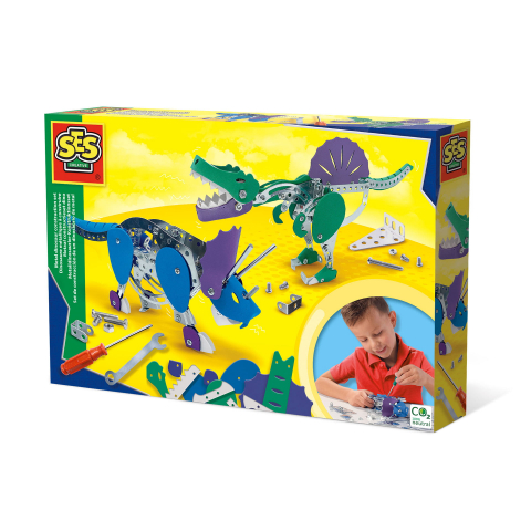 Jucarii Bebelusi - Set de construcție dinozauri din metal pentru copii (Triceratops & Spinosaurus)