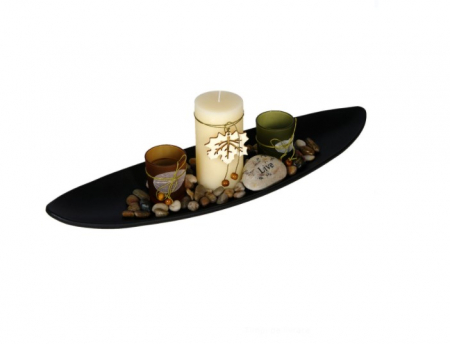 Decoratiuni - Set decorativ cu suport din lemn si lumanare