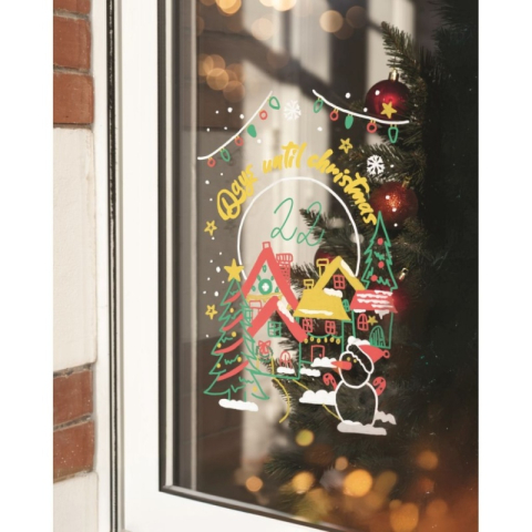 Set Desen Ferestre Crăciun – 4 Markere UNI Chalk XMAS Elegante (alb, auriu, argintiu, negru) + 2 șabloane A3 [4]