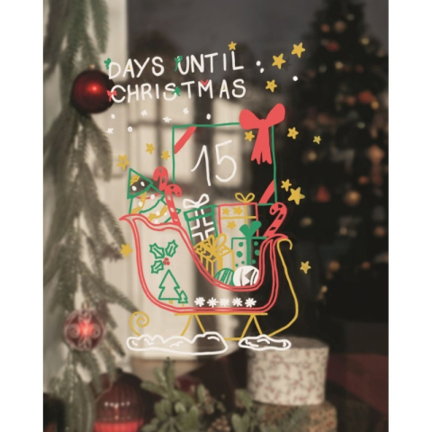 Set Desen Ferestre Crăciun – 4 Markere UNI Chalk XMAS Elegante (alb, auriu, argintiu, negru) + 2 șabloane A3 [2]