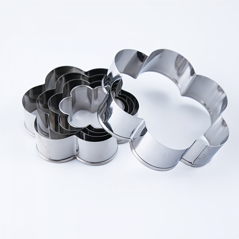 Set forma fursecuri, 5 piese, model floare,metal,argintiu [2]