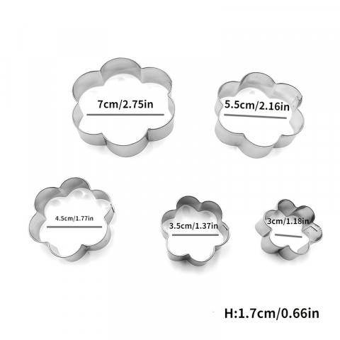 Set forma fursecuri, 5 piese, model floare,metal,argintiu [3]