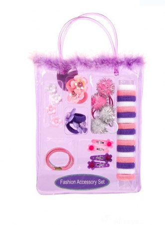 Jocuri si articole copii - Set Geantă cu Accesorii Păr pentru Fetite - 36 Piese, Nuanța Mov!