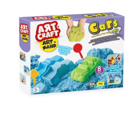Jocuri si jucarii creative - Set joc creatie nisip kinetic albastru cu 8 forme de construit