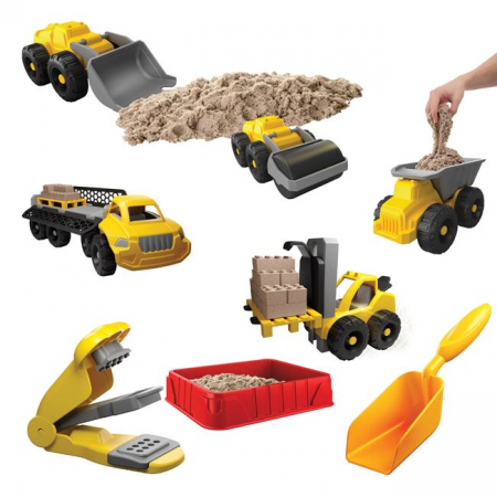 Nisip kinetic - Set joc creatie nisip kinetic Utilaje constructie cu accesorii incluse