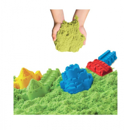 Set joc creatie nisip kinetic verde cu 4 forme de construit Castele [1]