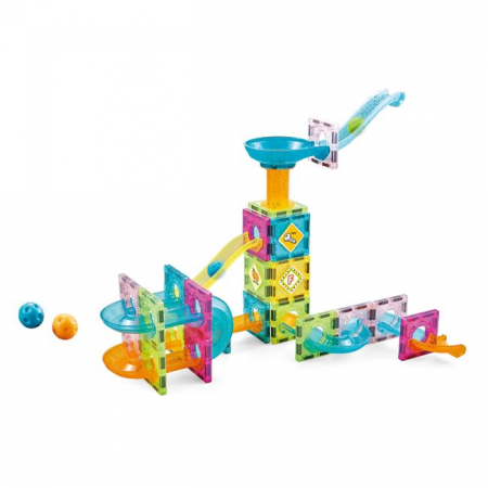 Jocuri si Jucarii Educative - Set joc magnetic 64 piese si cutie depozitare