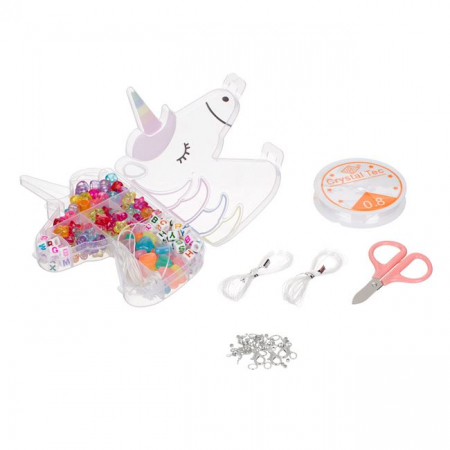 Produse art & craft-Lucru manual - Set margele cu accesorii si cutie depozitare in forma de unicorn