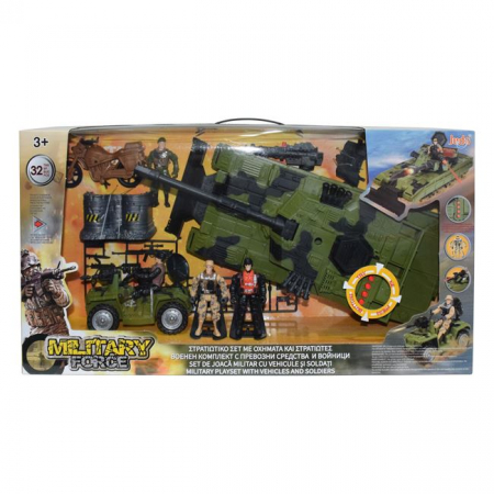 Masinute, Motociclete, Elicoptere, Avioane & Trenulete - Set militar cu tanc si soldat, Sunet si lumini