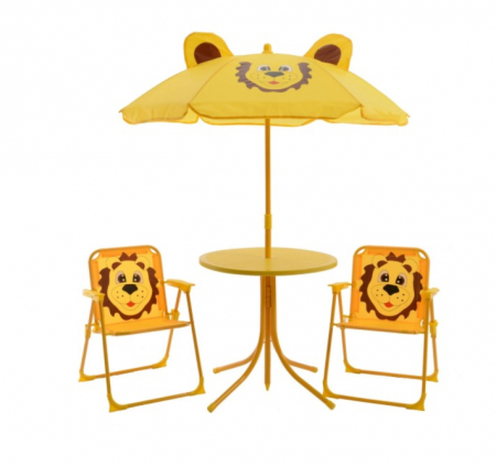 Corturi, cutii depozitare si textile pentru copii - Set mobilier de grădină pentru copii, Design Leu, 4 piese