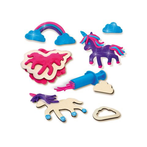 Set modelaj cu unicorni din lemn si plastilina cu sclipici, +3 ani [2]
