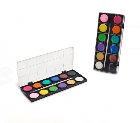 Acuarele, Tempera si Pensule - Set Paleta acuarela 12 culori si pensula