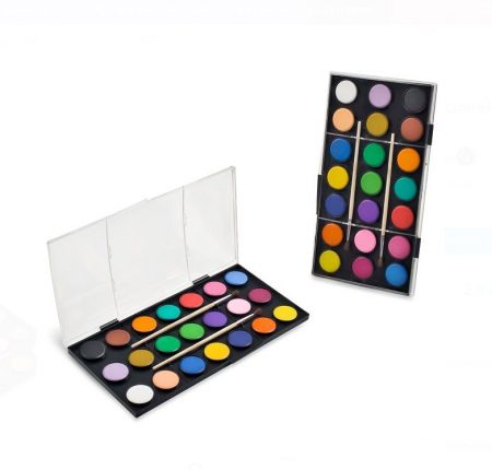 Acuarele, Tempera si Pensule - Set Paleta acuarela 21 culori si 2 pensule
