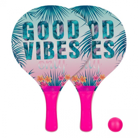 Jucării exterior pentru copii - Set Palete Tenis pentru Plajă "Good Vibes Tropical"
