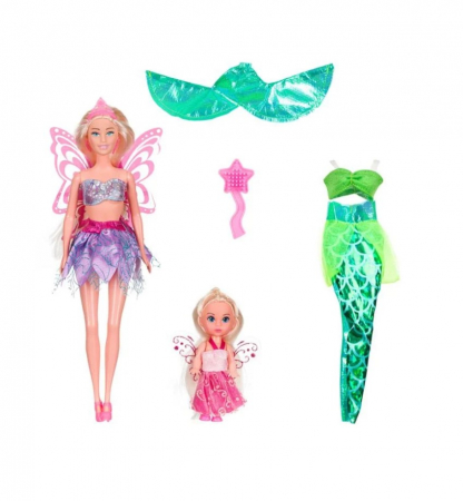 Papusi & accesorii - Set papusa sirena  cu mini zana