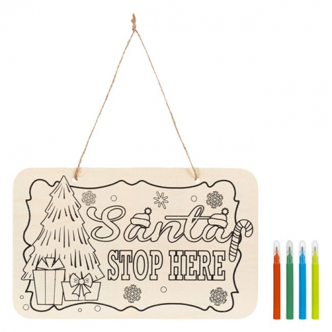 Produse art & craft-Lucru manual - Set pentru activitati crafts din lemn-Tablita de colorat pentru Craciun